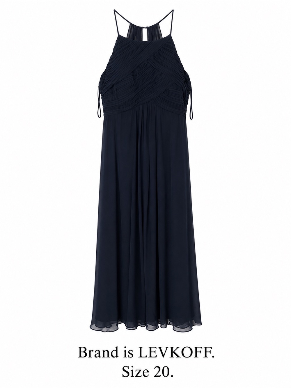 Bill Levkoff Navy Blue Halter Bridesmaid Dress